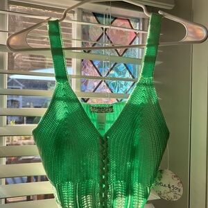 Green Knit Crop Top